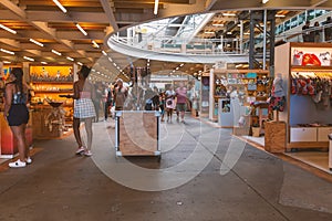 People shopping traditional african souvenirs and arts in center of Cape Town