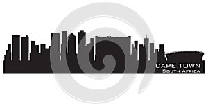 Cape Town, South Africa skyline. Detailed vector silhouette