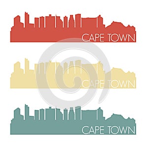 Cape Town South Africa Skyline Silhouette City Stamp Vector Color Vintage Set Logo Clip Art Illustration.