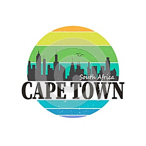 Cape town, South Africa. text for t-shirt, post card, poster. Isolated vector illustration.