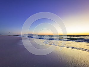 Cape Town Table Mountain sunset on at beach