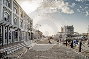 Cape town waterfront street with sunrise