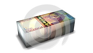 Cape Verde 2000 Escudos Banknotes Money Stack on White Background