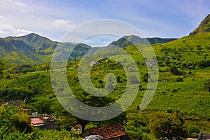 Cape Verde Agriculture Landscape, Volcanic Green Fertile Mountain Peaks