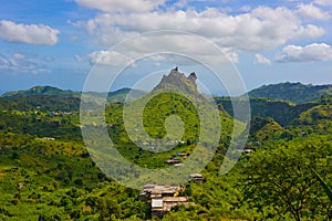 Cape Verde Volcanic and Fertile Landscape, Rural Houses, Santiago Island photo