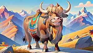 Cape Buffalo Syncerus caffer bovine cartoon smiling photo