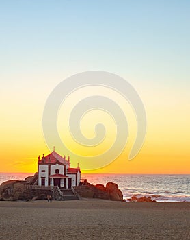 Capela Senhor Pedra sunset ocean