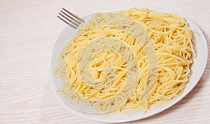 Capellini pasta on plate