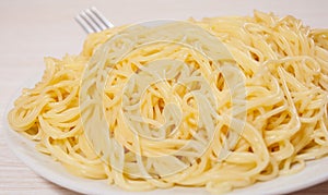 Capellini pasta on plate