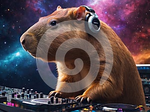 capibara DJ, cosmic style - generated by ai