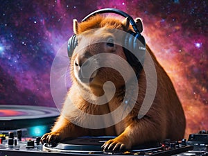 capibara DJ, cosmic style - generated by ai