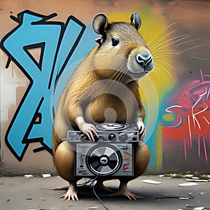 capibara DJ, grafity style - generated by ai