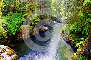 Capilano creek/river near North Vancouver British Columbia photo