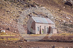 Capilla de las Nieves Chapel at Puente del Inca or Inca Bridge near Cordillera de Los Andes - Mendoza Province, Argentina