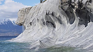 Capillas de marmol ;the Chapels of Marble is a series of caves carved into Lake General Carrera in Patagonia