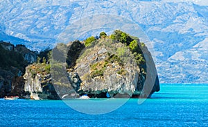 Capillas de Marmol island in Puerto Rio Tranquilo, Carretera Austral tourist attraction excursions on boat photo