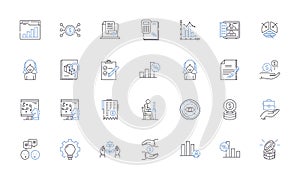 Capital Allocation line icons collection. Prioritization, Optimization, Appropriation, Utilization, Rationalization