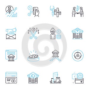 Capital budgeting linear icons set. Investment, Analysis, Finance, Risk, Opportunity, Decision, Budget line vector and