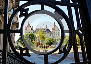 Capital building through grating downtown Albany NY photo