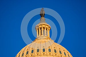 Capital Building in Washington DC. US Capitol over blue sky. USA Capitol dome. Congress in Washington.