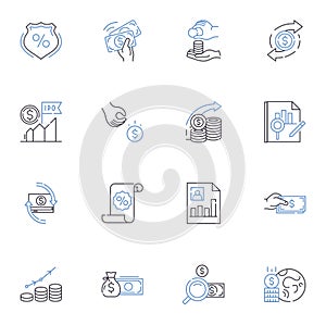 Capital business line icons collection. Investment, Finance, Growth, Expansion, Enterprise, Funding, Strategy vector and