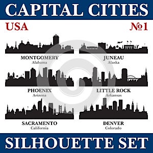 Capital cities silhouette set. USA. Part 1