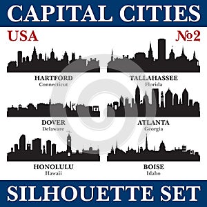 Capital cities silhouette set. USA. Part 2