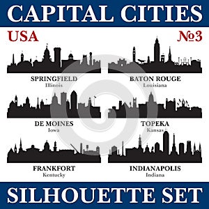 Capital cities silhouette set. USA. Part 3