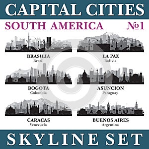 Capital cities skyline set. South America. Part 1