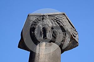 Capital of column with eagle figure,Zvartnots temple,Armenia