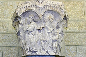 Capital from the Crusader church in the Church of St Joseph in Nazareth, Israel