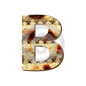 Capital English letter B with matza texture. Font for Passover. Vector illustration on isolated background.