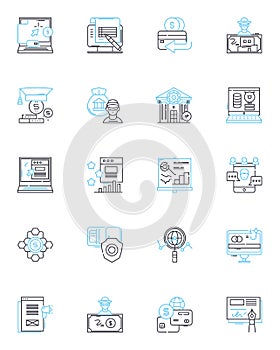 Capital gains linear icons set. Investment, Tax, Benefit, Profit, Asset, Growth, Portfolio line vector and concept signs