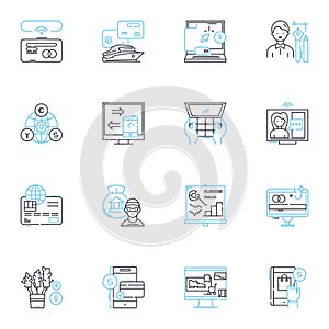 Capital gains linear icons set. Investment, Tax, Benefit, Profit, Asset, Growth, Portfolio line vector and concept signs