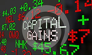 Capital Gains Stock Market Trade Profit Money Earned Ticker 3d I