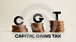 Capital gains tax CGT is shown using the text