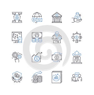 Capital guidance line icons collection. Finance, Investment, Planning, Wealth, Retirement, Savings, Portfolio vector and