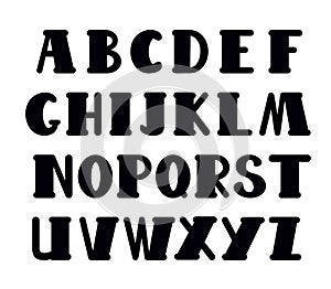 Capital hand drawn black letters of English alphabet in doodle style outline vector illustration