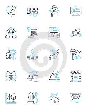 Capital investment linear icons set. Funding, Finance, Equity, Debt, Investment, Portfolio, Returns line vector and
