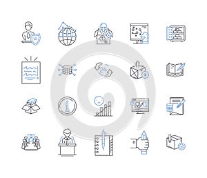 Capital investment office line icons collection. Finance, Investments, Capital, Portfolio, Wealth, Equities, Bonds