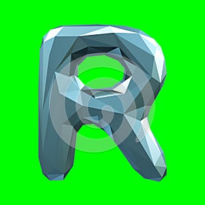 Capital latin letter R in low poly style isolated on green background