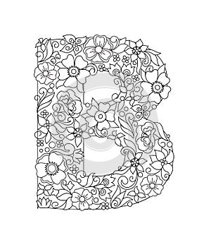 Capital letter B patterned with abstract flowers