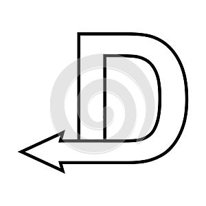 Capital letter D back arrow back arrow D logo concept