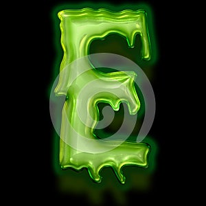 capital letter e of abstract alphabet with horror slime effect