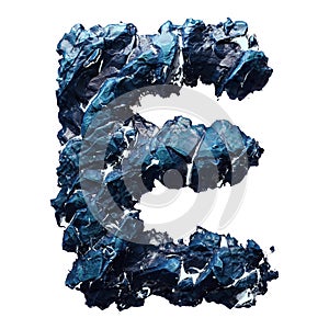 Capital letter E made of ice isolated on white background. 3d