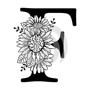 Capital letter F with flowers Monogram logo