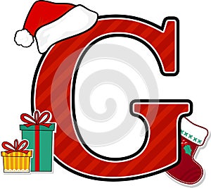 Capital letter g with christmas design elements photo