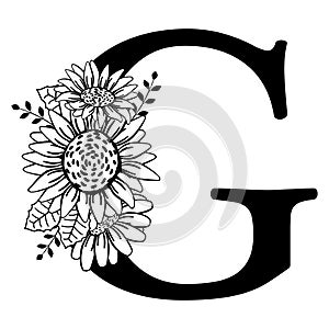 Capital letter G with flowers monogram logo