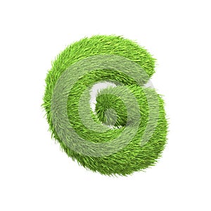 Capital letter G shaped from lush green grass, isolated on a white background