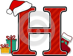 Capital letter h with christmas design elements photo
